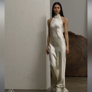 Ralph Lauren Chilton Stretch Satin Evening Dress